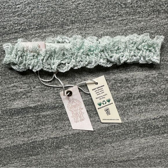 NWT Free People x HAH One & Done Lace Garter Headband Scrunchie Something Blue - Picture 5 of 14